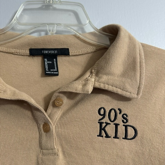 Forever 21 The 90’s Kid Crop Long Sleeve Shirt Size Medium - Picture 3 of 5